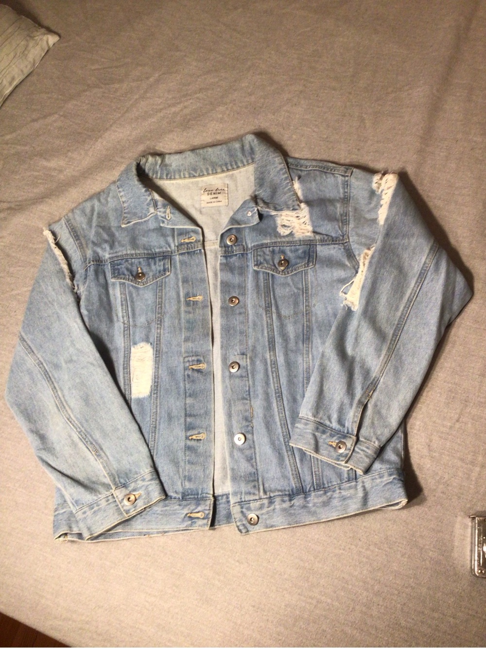 Light Blue Distressed Denim Jacket/ Fall Jacket